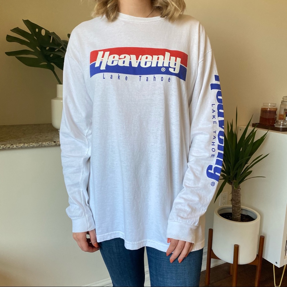 Heavenly Lake Tahoe long sleeved white t-shirt. 🌊